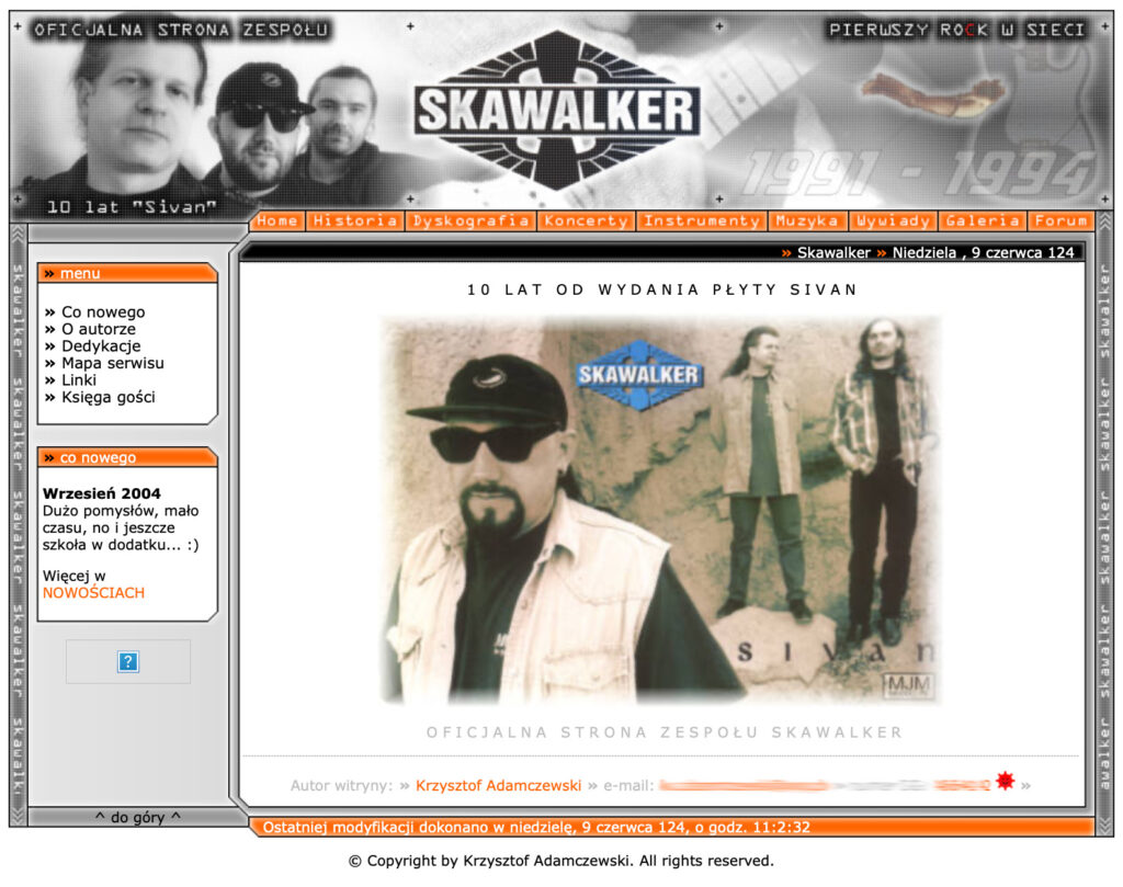 Strona Skawalkera - rok 2004